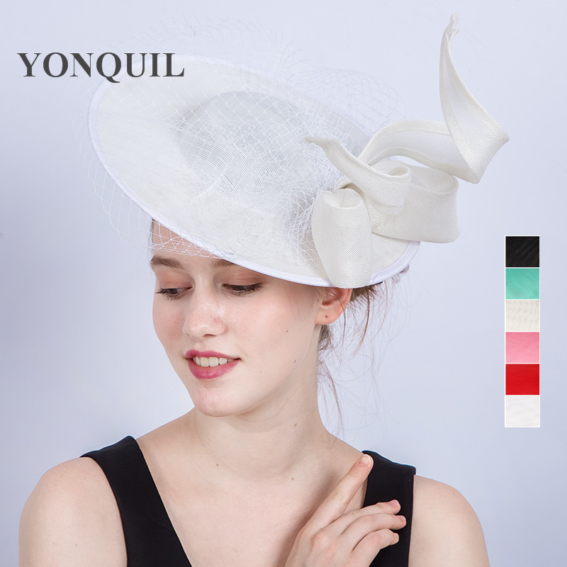 

2017 New design 30CM big fascinator hats on hair clips bows veils decoration Women formal occasion top hats party wedding derby cap SYF217