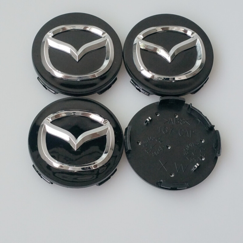 

4pcs 56mm For MAZDA 3 5 6 CX-5 CX-7 CX-9 RX8 MX5 MIATA MPV wheel Center Hub Cap 56mm Silver/Black