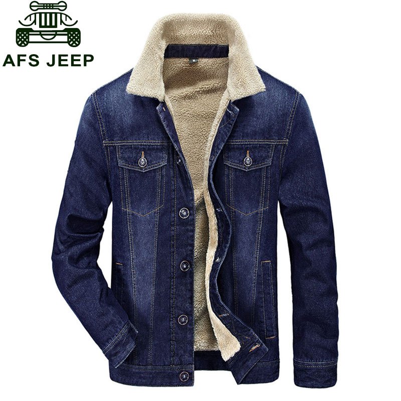 

Wholesale- ~4XL New Retro Warm Denim Jackets Mens Jeans Coats Winter Jackets Brand CLOTHES Thicken Denim Coat Men Outwear Male Blue Black, Black asia size