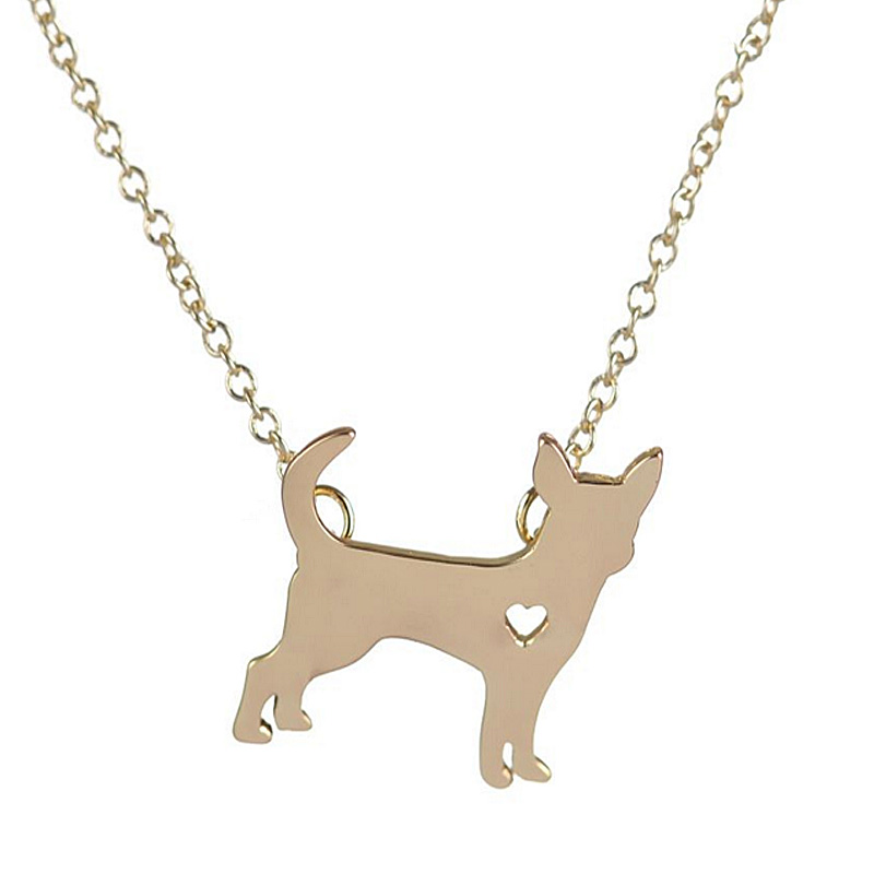 

Wholesale And Retail New Chihuahua Necklace Puppy Heart Dog Lover Memorial Pet Necklaces Pendants Women Animal Necklace Party Gift