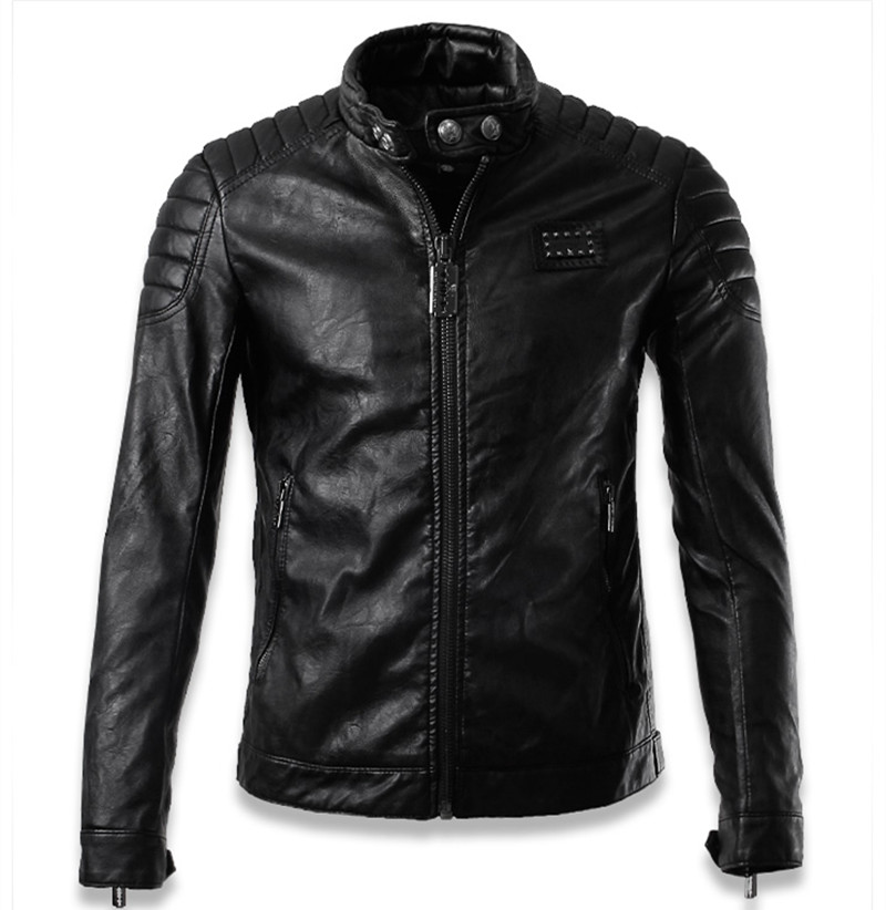 

Fall-Chaquetas De Cuero Hombre 2016 Luxury Skull mens pilot leather jackets jaqueta de couro men biker jacket brand clothing man XXXL, Black