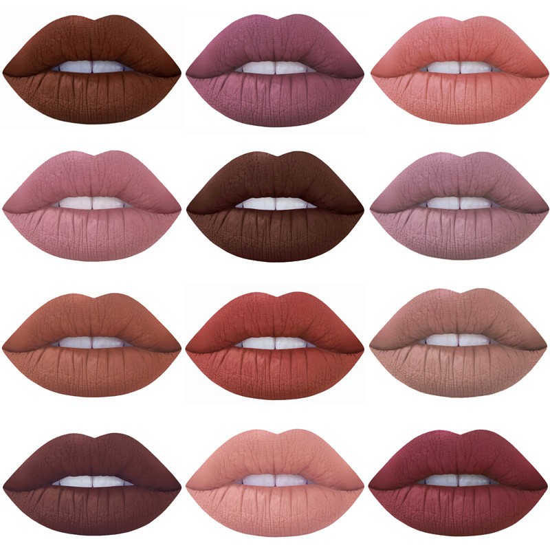 

New Miss Rose 12pcs/lot Lipstick Matte Long Lasting Pigment Nude Lip Hot Makeup Liquid Matte Red Lipstick, 12 colors