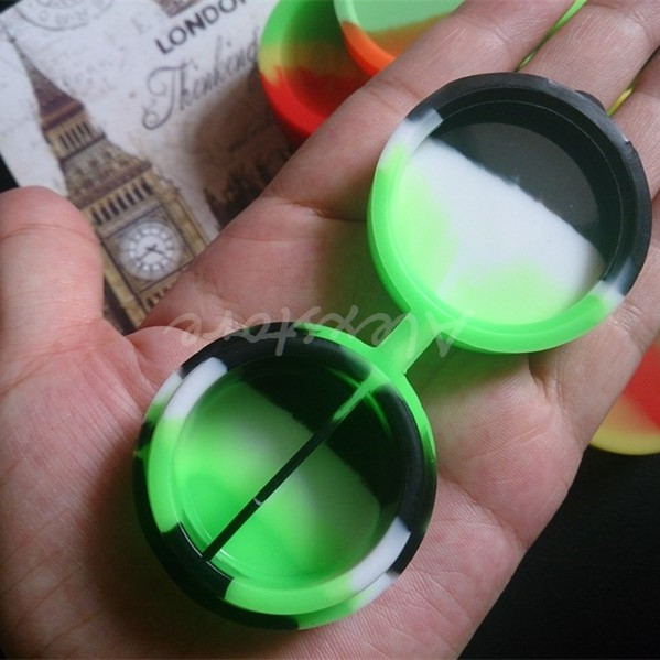 

Double chamber Wax Containers silicone box divider Silicon container dabber 42*22mm 10ml food grade Conjoined rubber jars dab for Vaporizer