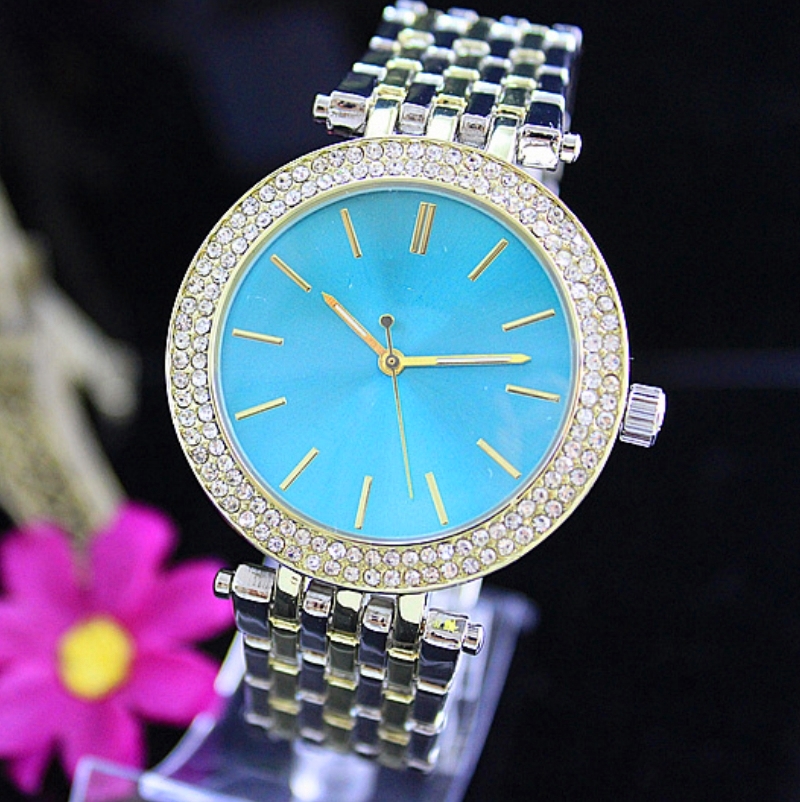 

Fashion Luxury Quartz Casual Watch Double Row Luxury Crystal Diamond Modern Stylish Major Suit Women's Watch factory wholesale Free Shipping