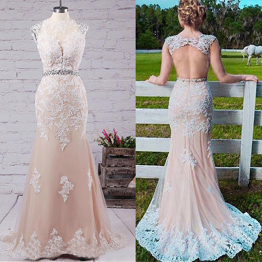 

Beading Sash Jewel Lace Applique Sexy Mermaid Hollow Back Evening Party Gowns Champagne Plus Size Prom Dresses Long, Dark red