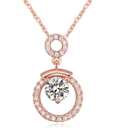 

Pendants Necklaces Luxury Elegant Women Fashion Zircon 18K Gold Plated Geometric Circle Clavicle Chain Necklace