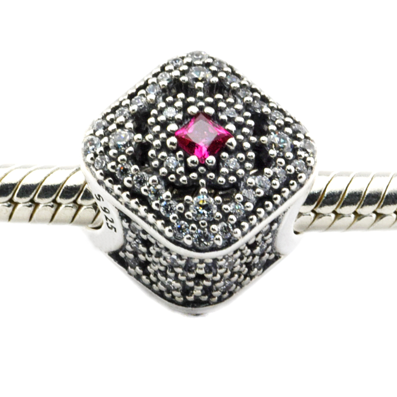 Convient pour Pandora Bracelet 100% Perles en Argent Sterling 925 Fairytale Treasure, Cerise Crystal Clear CZ charmes bricolage 2016 nouvel autom