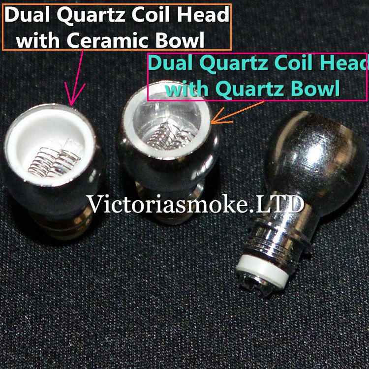 

Lastest Dual Quartz Wax Coil Quartz Bowl For Wax Glass Globe Bulb Atomizer Wax Coil Dual Quartz Replacement Coil Head for glass wax atomizer
