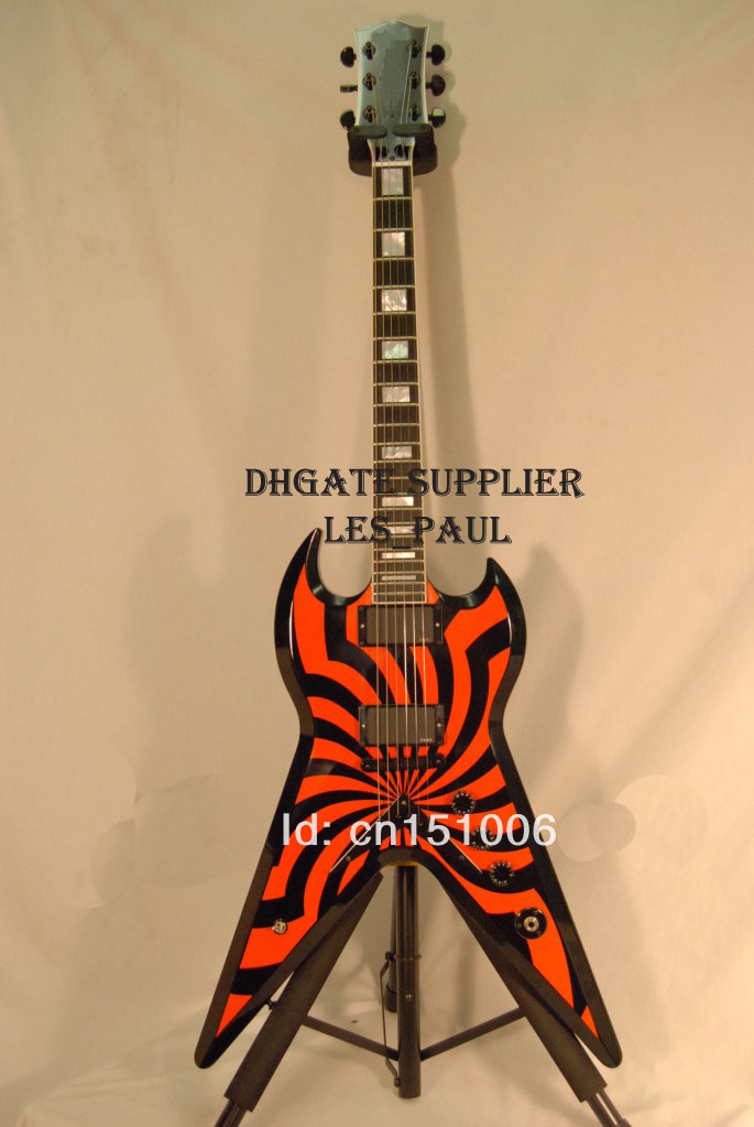 

Custom Shop Zakk Wylde ZV Red W/ Black Buzzsaw Electric Guitar EMG Pickups, Ebony Fingerboard, Mother Of Pearloid Block Inlay