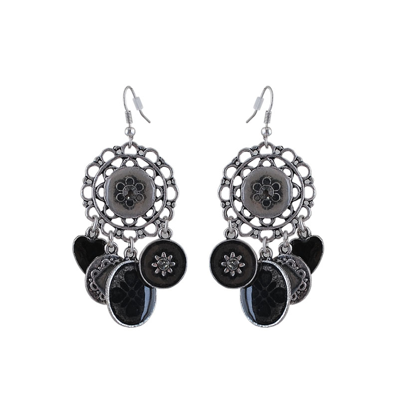 

New Lady Retro Accessories Earrings 100% Green Zinc Alloy Material Gray Drop Oil 1pair / lot Large Drop Shipping