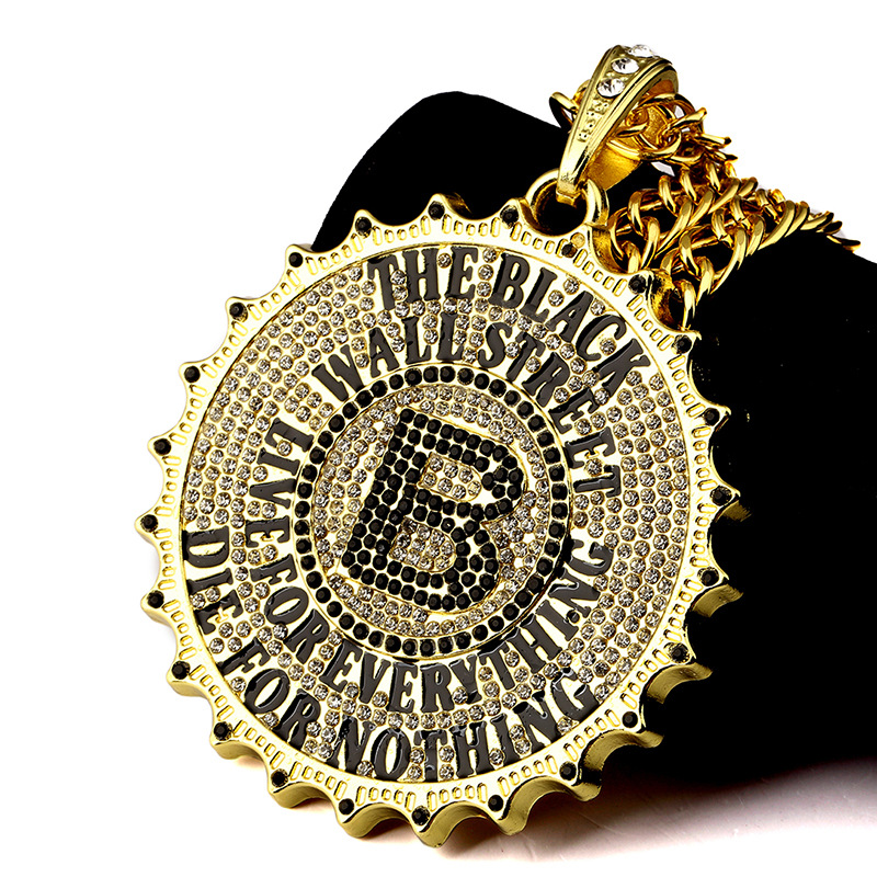 

Mens Gift/Present Hip Hop Jewelry Iced Out gearwheel 18K Gold Plated Fashion Bling Bling Pendant Men Necklace Gold Filled