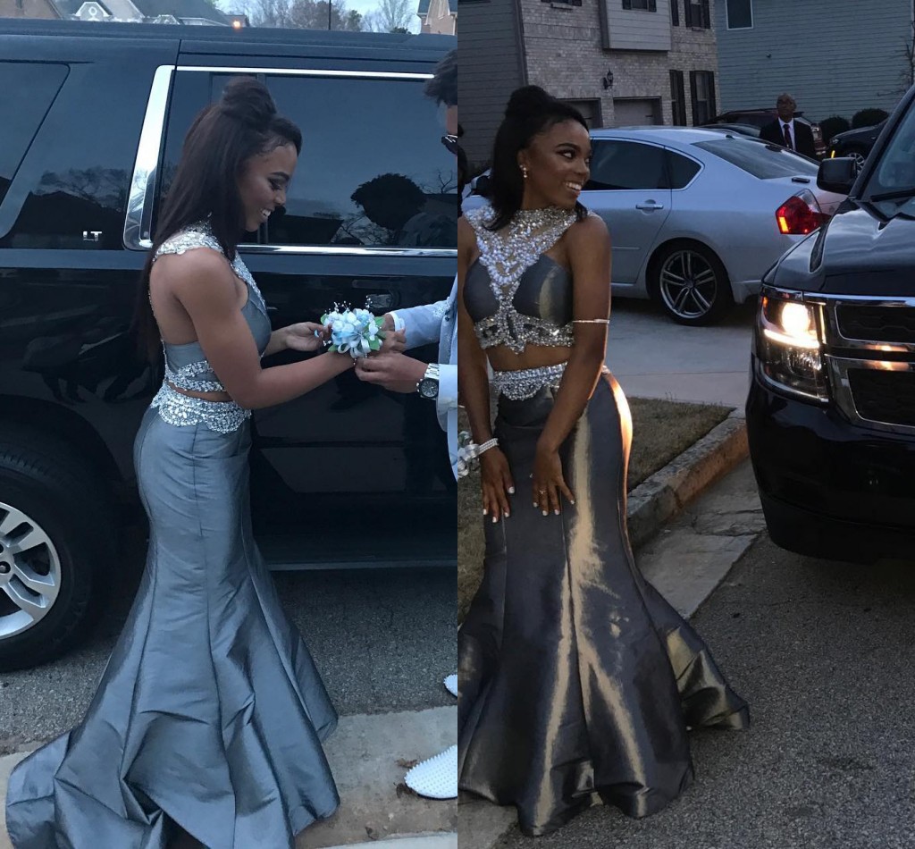 

Sparkly Sequins Gray Taffeta Prom Long Dresses Mermaid Two Pieces Formal Party Dresses Black Girls Graduation Gowns vestido longo, Yellow