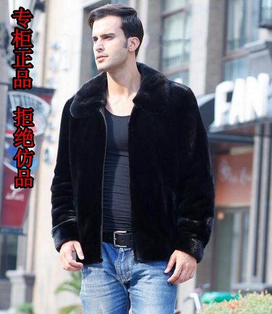 

Fall-Black warm casual short faux Mink cashmere fur coat mens leather jacket men coats Villus winter loose thermal outerwear 3XL