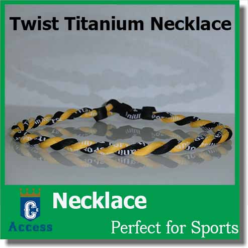 

NEW 20" 2 Rope Twisted Titanium Sport Necklace Black Yellow Tornado Baseball