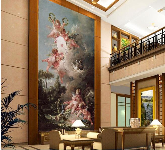 

3d wallpaper custom photo non-woven mural wall sticker European Cupid angel porch painting picture 3d wall room murals wallpaper, Picture shows