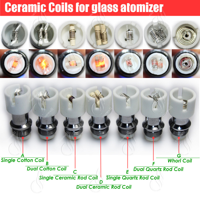 

Top Quartz Ceramic Cotton replacement atomizer dual glass globe coils Donut wax dry herb Herbal vaporizers vape pen e cigarettes vapor core