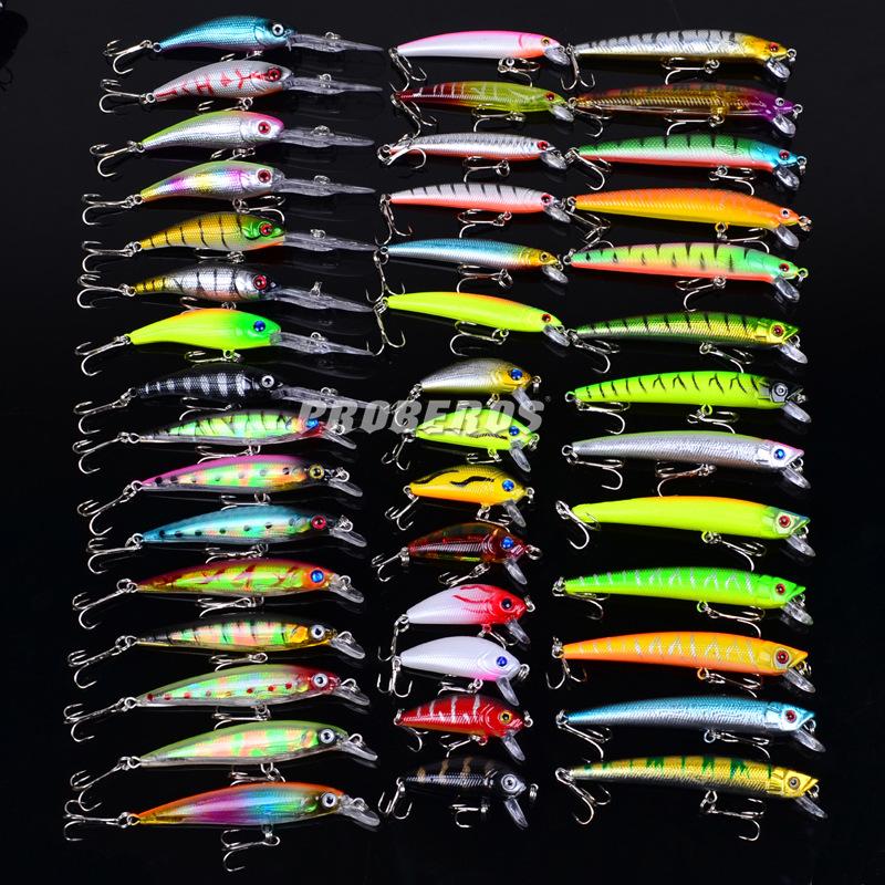 

Mix styles Fishing lure set 43pcs/set Artificial Baits Minnow Fishing Wobbler Crappie Bass Swimbaits Fishing Tackle