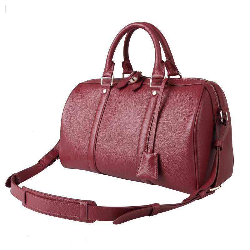 

The new fashion 2017 in Europe and Boston real genuine leather handbags leather bag shoulder diagonal pillow bag, Red