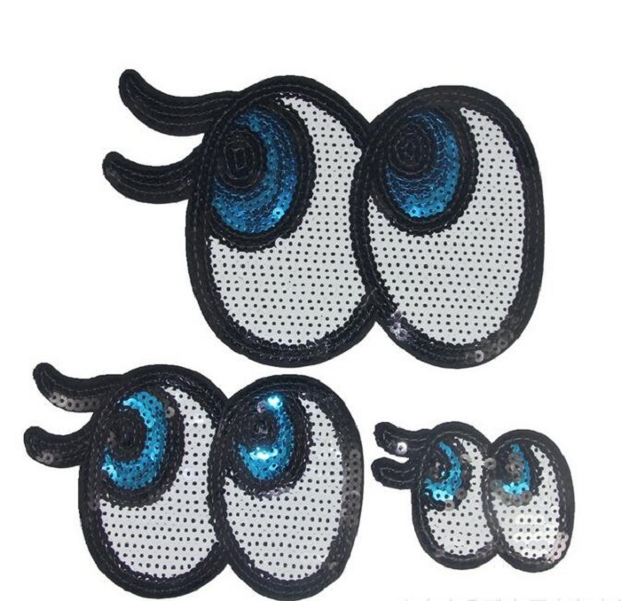 

Iron On Patches DIY Embroidered Patch sticker For Clothing clothes Fabric Badges Sewing shiny glittery blue white eye etc