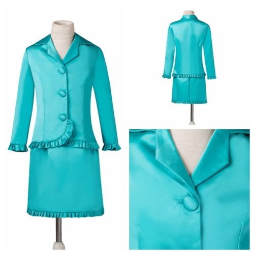 Lighter Blue Two Piece Ivory Kids Girl's pageant Girls interview suits Dress Gown Jacket Skirt Custom Made For Little Girls