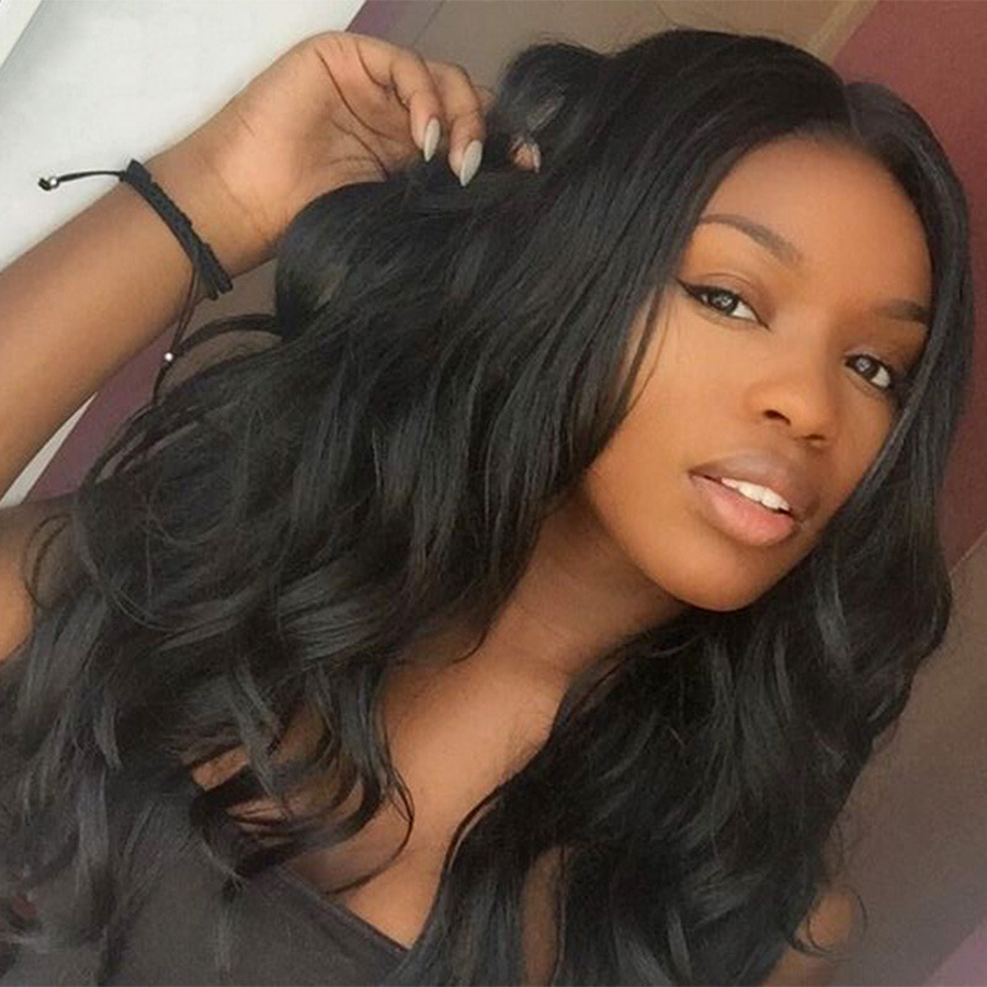 

Lace Front Wig Wavy Loose Wave Malaysian Virgin Human Hair Pre-plucked Hairline Glueless, 1b#