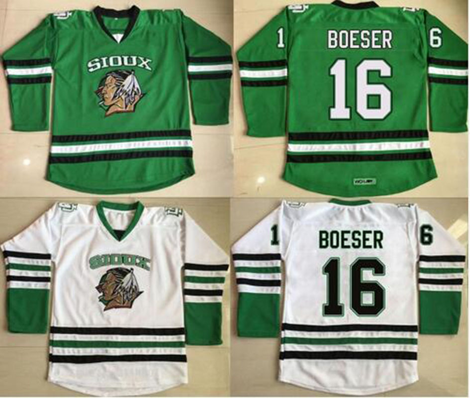 

North Dakota Hockey Jersey 2 Stecher 9 Caggiula 16 Brock Boeser 33 Cam Johnson 100% Stitched Fighting Sioux DAKOTA Hockey Jerseys