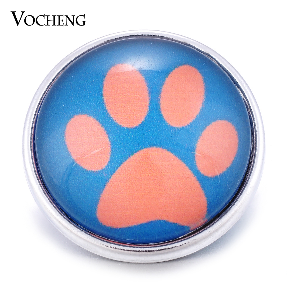 

NOOSA Ginger Snap Jewelry 10 Colors Glass Paw Print 18mm DIY Button VOCHENG Vn-1371