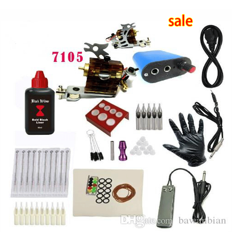 Kit complet de débutant de tatouage fait sur commande rotatoire de tatouage de mitrailleuse d'encre noire d'aiguilles de pédale de puissance pris
