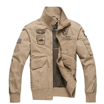 

Men jacket slim fit Army Military Washing cotton Air force one jacket casual clothing Spring Autumn Mens jackets Plus size 4XL, Khaki