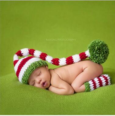 

Christmas Baby Green Red Long Tail Pom-pom Hat 2016 Newborn Baby Christmas caps Kids long tail handknit hats Holloween crochet caps CD 001, #1