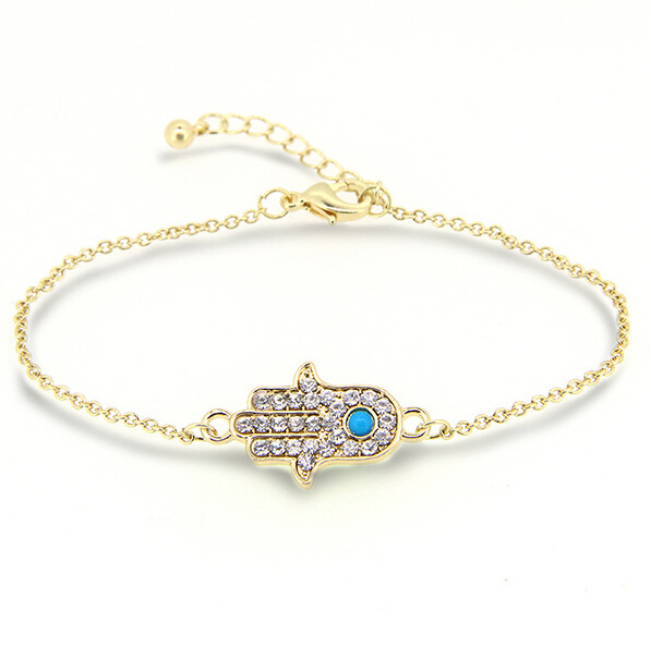Bracelets for Women fashion Hamsa crystal Hand of Fatima turquoise Stone 18K gold Plated Bracelets Jewelry for women