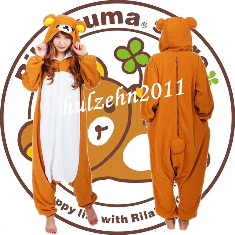 

Wholesale-NEW Rilakkuma Pajamas Anime Cosplay Costume Unisex Adult Onesie Sleepwear