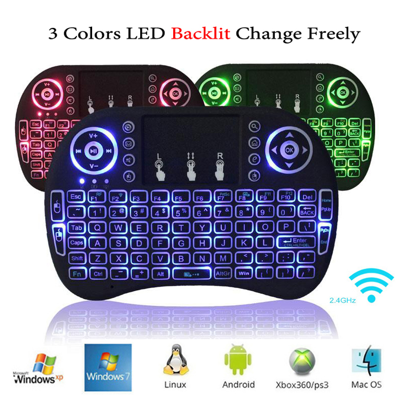 

I8 + Wireless Backlight Keyboard Fly Air Mouse Multi-Media Remote Control With Touchpad Game Handheld Controller For S905X S912 TV Box