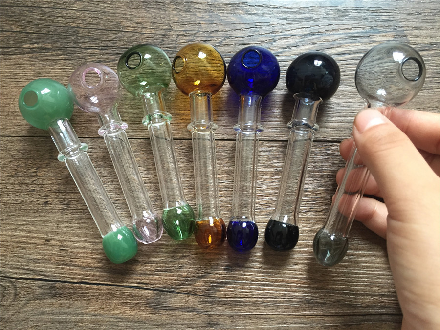 12cm long with 12mm OD Ball 30mm colorful Long cheap Glass pipes for smoking pipes for tobacco glass spoon hand pipes-image-391838542