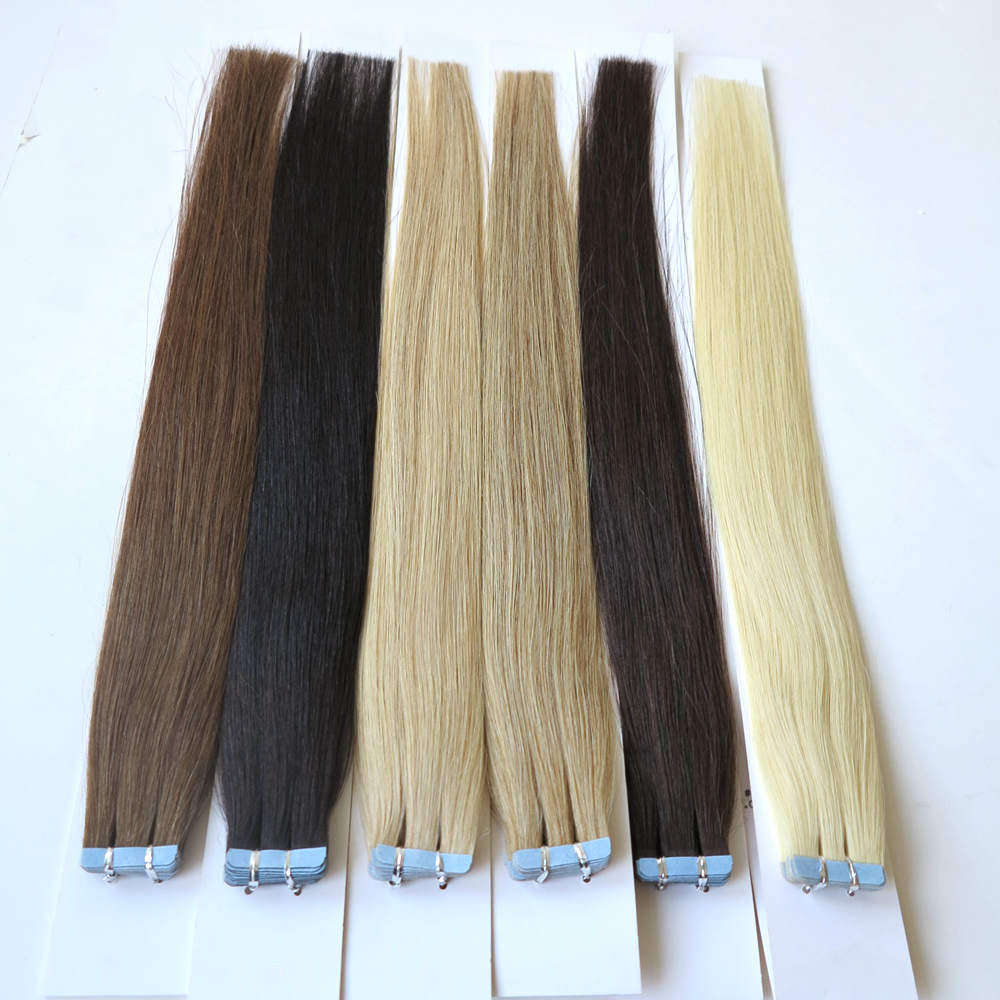 

20" Tape In Human Hair Extensions 40pcs/lot Double Wefted Tape Hair Extensions 100g/lot 9 Colors Available, Natural color