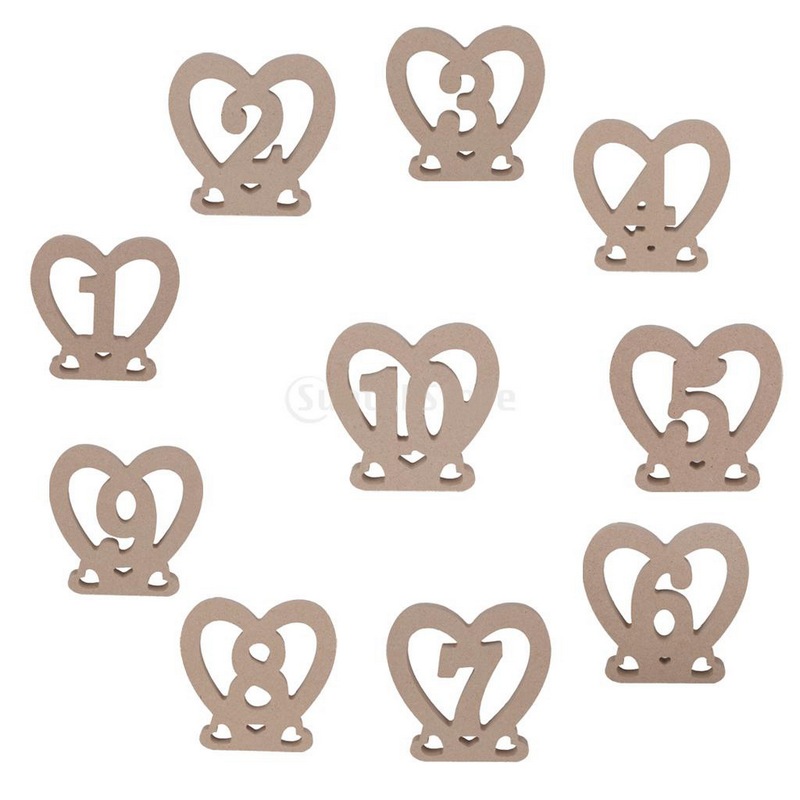 

wedding table decorations ornaments heart numbers christmas Birthday Valentine's party table numbers restaurant numbers, 10 pc per lot, Beige