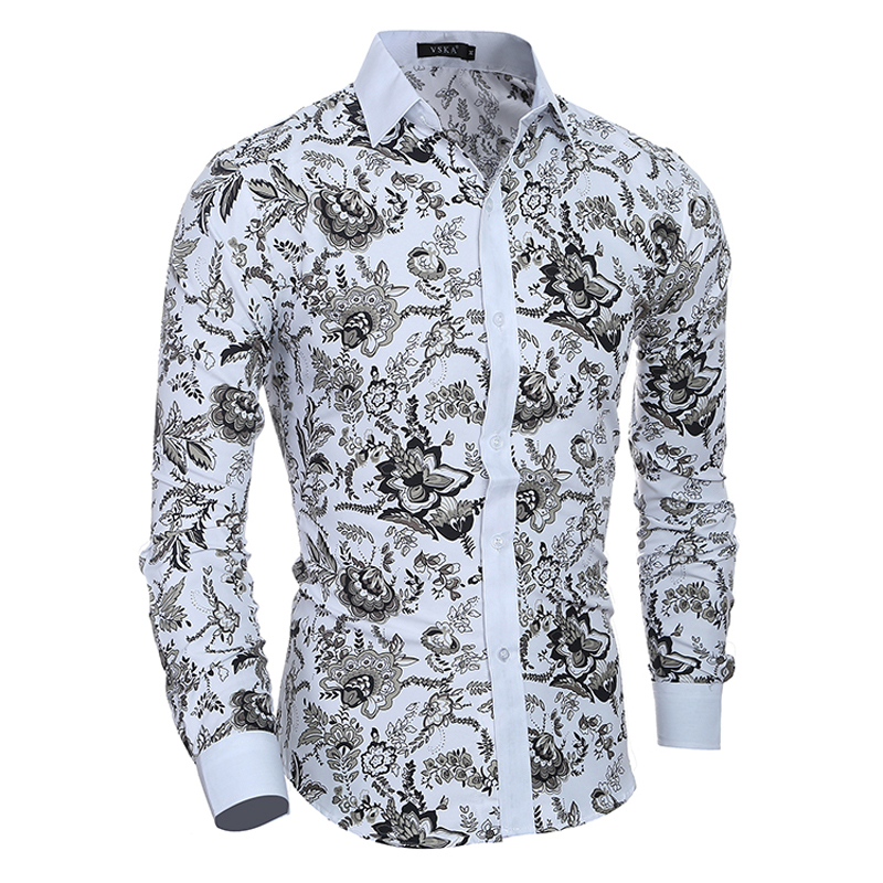 

Long Sleeve Shirt Male New Classic Folk-Custom Printing Men'S Shirt High Quality Slim Fit Men'S Business Social Shirt, As picture