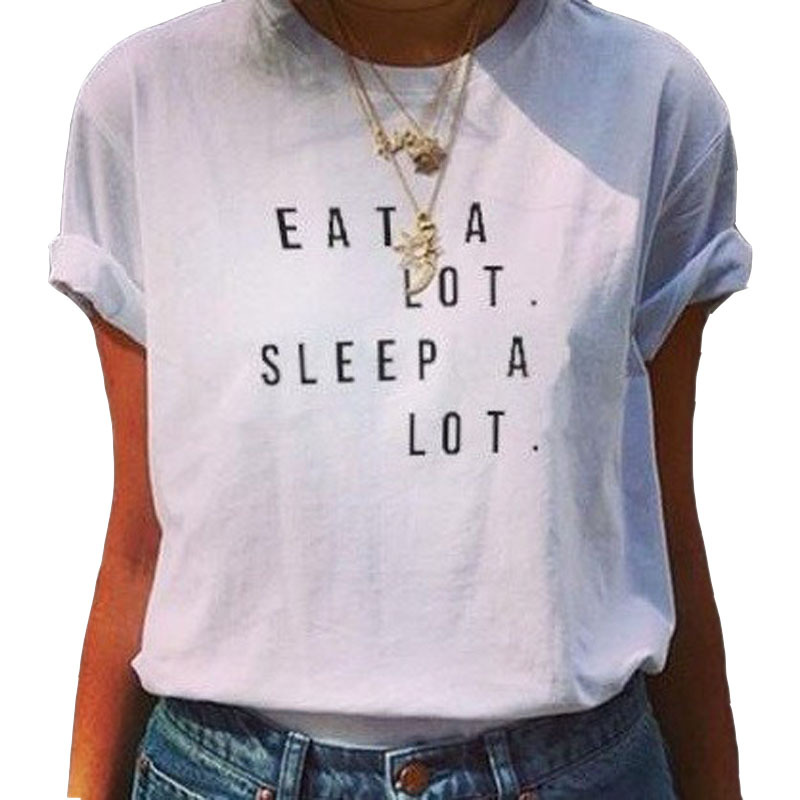 Hot 2019 style d'été manger un tas de cartes lot Femmes sommeil drôle t-shirts pour les filles plus taille unisexe t-shirt