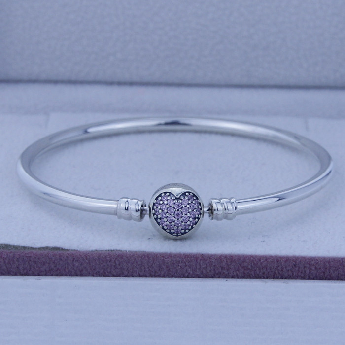 Fits for European Jewelry Silver Circle of Love Pink Cz Bracelet DIY Original 100% 925 Sterling Silver Bracelets Wholesale 1PC/LOT free ship