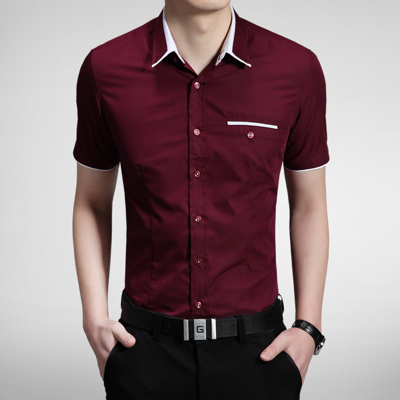 

Wholesale-2016 New Arrival Summer Casual Shirt Men Short Sleeve Dress Shirts Square Collar Cotton Hawaiian Shirts Social Chemise Homme, Dj191 lake blue