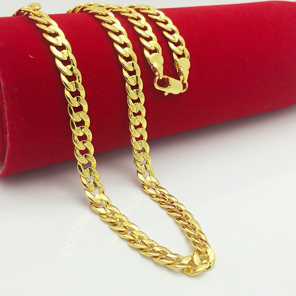 Mes Jewelry Set 18k Yellow Gold Filled Hammered Necklace Bracelet Chain 24"+8.3"-image-390238435