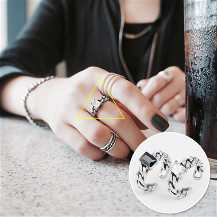 

925 Fits European Jewelry agate Silver Rings Brand Fashion Finger Rings High Quality Open women ring Antiallergic