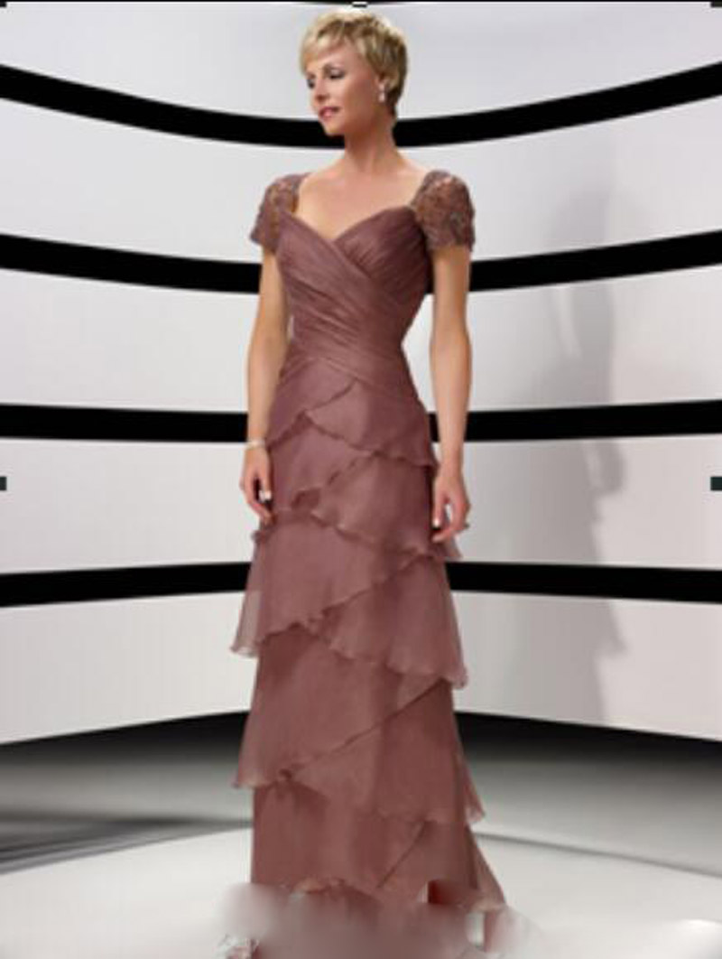 

Foreign trade the original single Mother Of brides authentic sweetheart collar lace short-sleeved long lotus leaf fell to marry mother dress