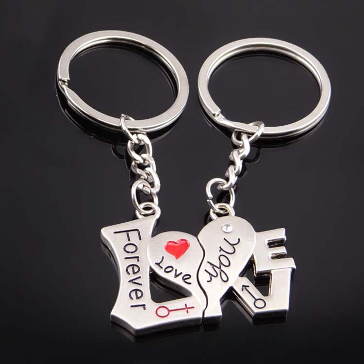 

I Love You Forever Keychain Split Couple Heart Key Ring Hold Lover Fashion Jewelry gift Will and Sandy Drop Ship 170882, Slivery;golden