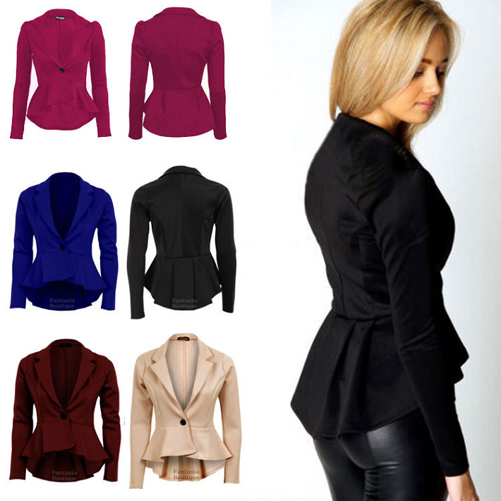 2019 New Spring Autumn Women's Suits Single Button Ruffle Female's Irregular Blazers Frill Shift Fitted Short Slim Jackets HS006