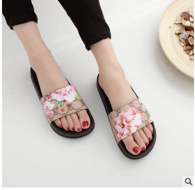 

2017 the womens fashion causal slippers boys &girls tian/blooms print flower slide sandals unisex outdoor beach flip flops size 34-39, Black