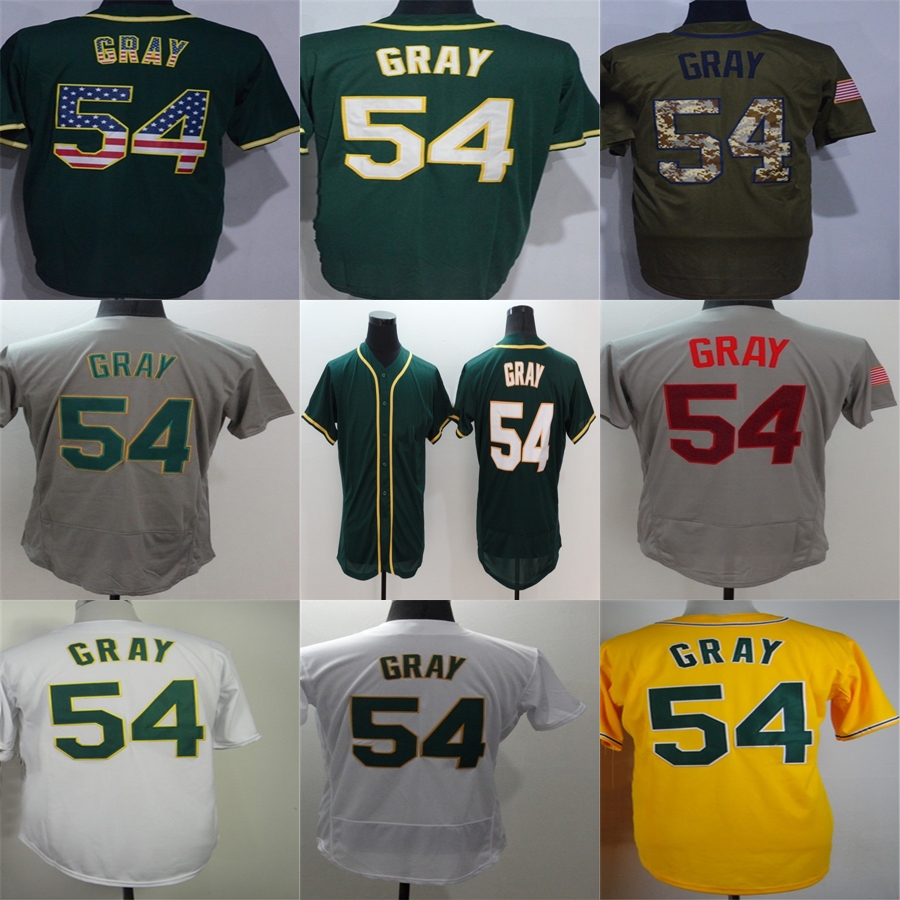 Mens Womens Kids Toddlers Oakland 54 Sonny Gray Jersey Factory Outlet Green Grey White Yellow Cool Base Flex Base Stitched Logos Baseball Jerseys