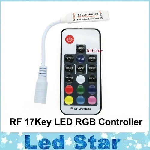 

LED RGB Controller DC5V-24V 12A 17key mini RF Wireless Remote Dimmer For 5050 3528 RGB Flexible Strip Light