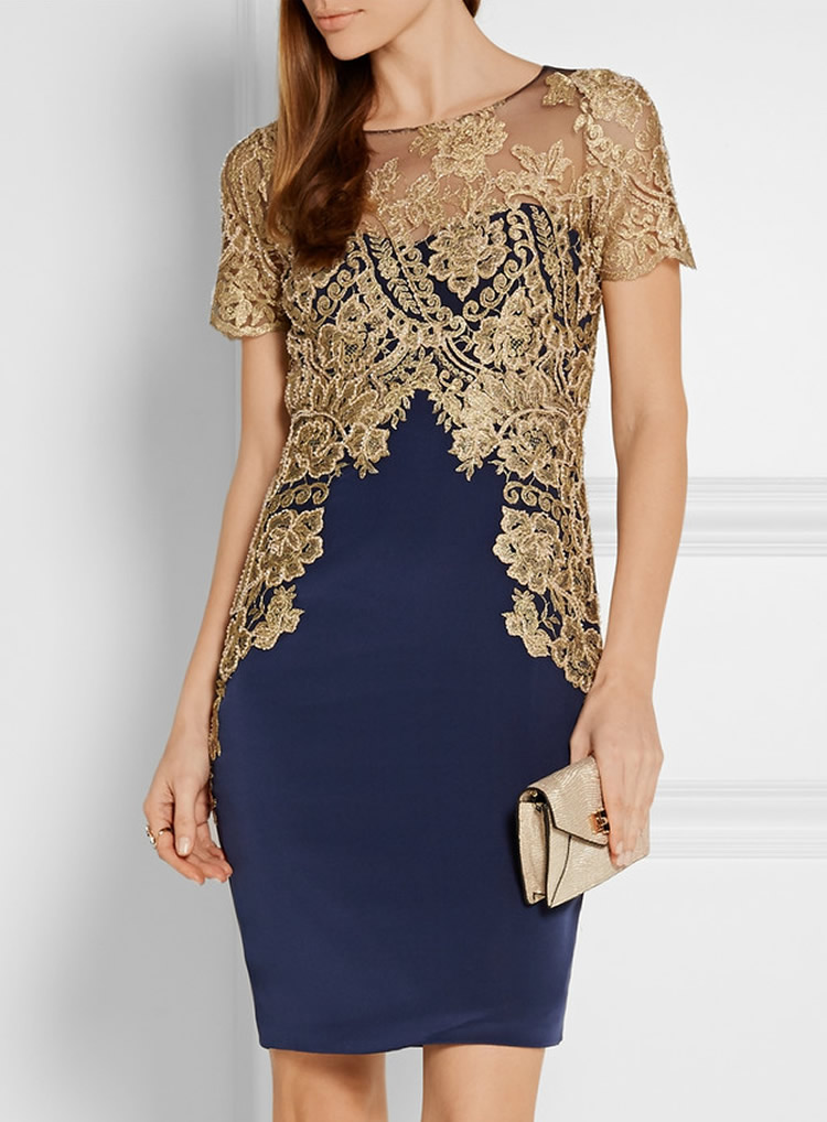 

Sequins Embroidery Women Sheath Dress Lace Patchwork Sexy Mini Cocktail Dresses 084A669, Same as picture