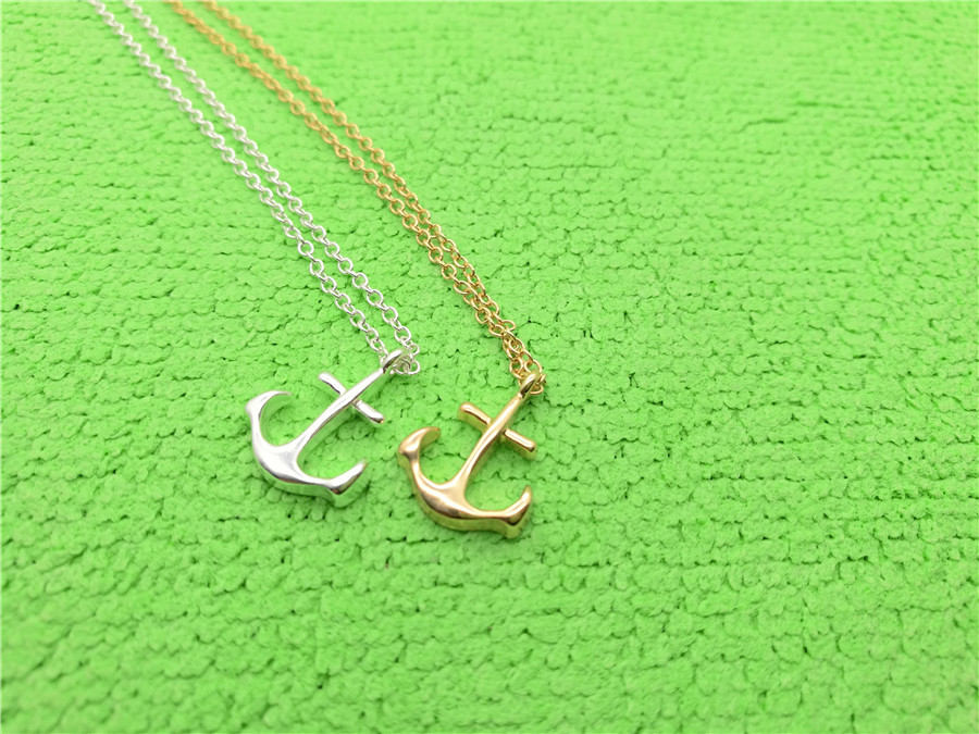 

5PCS Gold Silver Tiny Boat Anchor Necklace Sideways Mens Navy Nautical Anchor Necklaces Boat Hooks Necklace for Women